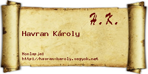 Havran Károly névjegykártya